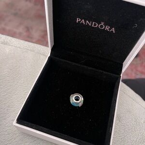 Pandora Blue Glitter Charm with Lilac floral design